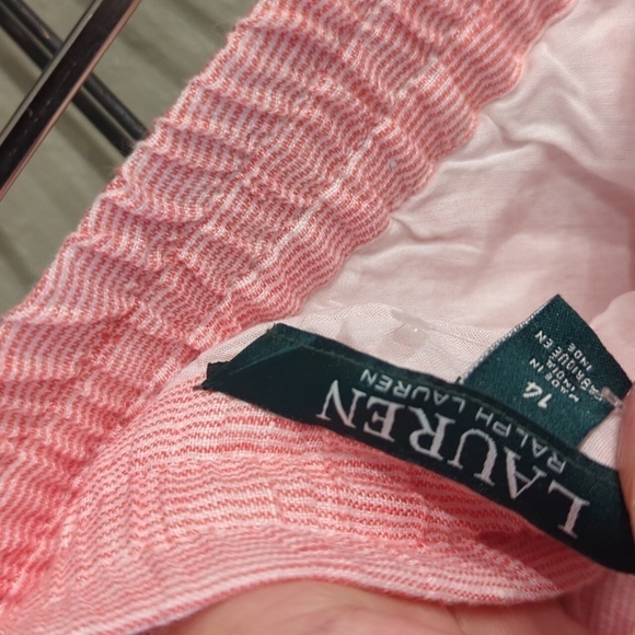 Ralph Lauren 100% Linen Asymmetrical Beachy Striped Midi Sz 14 Pull On Skirt Nwt - Picture 8 of 12